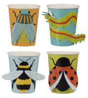 8 gobelets en papier colorés Beetle Parade 250ml