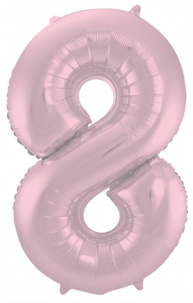 Matt nummer 8 folieballong rosa 86cm