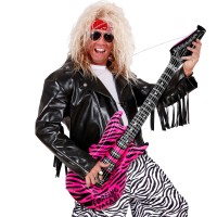 Vorschau: Aufblasbare Gitarre Pink Zebra 105 cm Rockstar Kostüm Accessoire