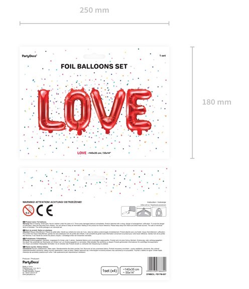 Folienballon Love rot 1,4m x 35cm 4