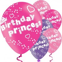 6 Fødselsdag Prinsesse hjerter balloner 28cm
