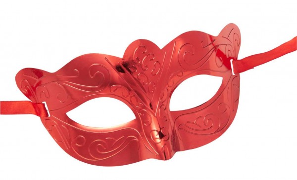 Red masked ball eye mask metallic