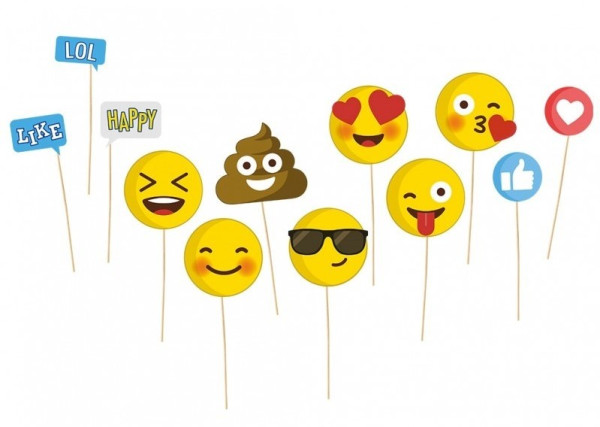 12-teiliges Emoji Fotobox Requisiten Set