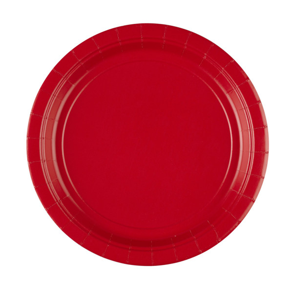 8 czerwonych papierowych talerzy Partytime 22,8 cm