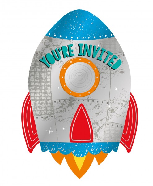 8 space party invitation cards