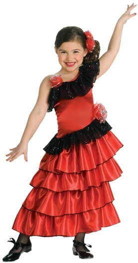 Spansk flamenco danser børnekostume
