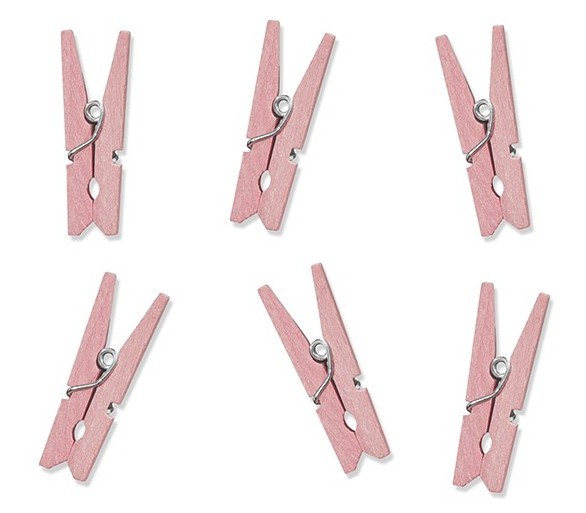 20 clip di legno rosa da 3 cm