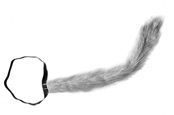 Fluffy plush animal tail gray