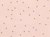 20 Napkins Pink with Gold Dots 33cm
