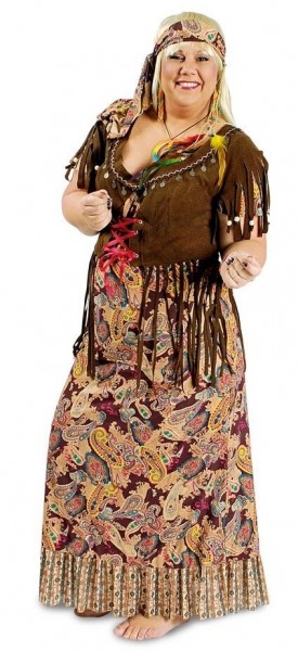 Disfraz de dama hippie talla extra Jenny