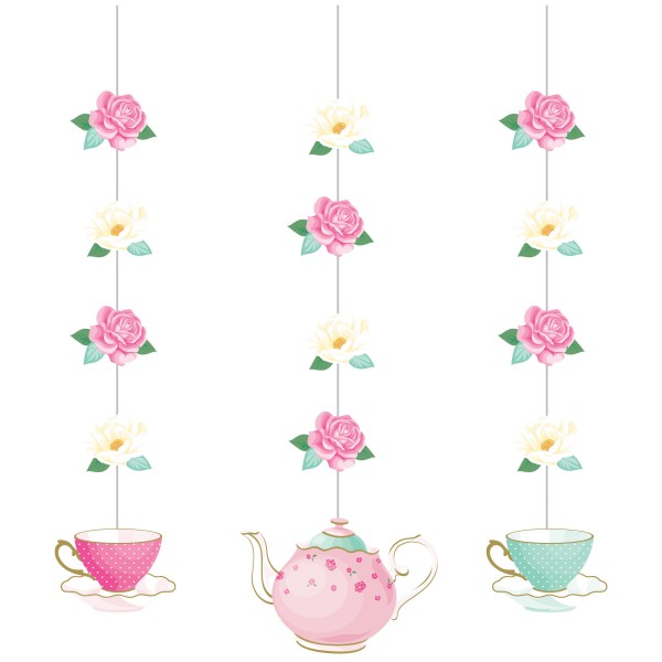3 floral tea party hangers 1.02m