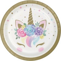 8 Princess Unicorn paper plates 18cm