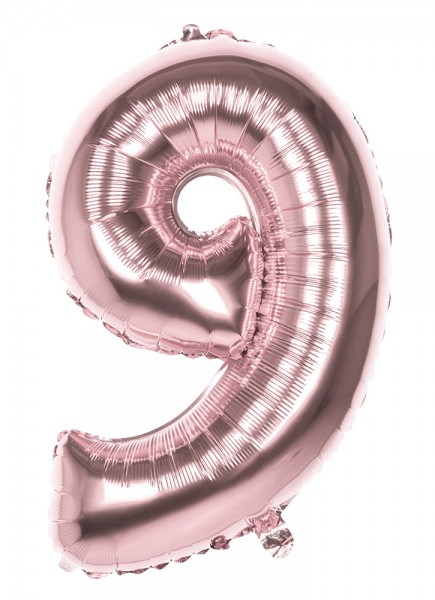 Ballon en aluminium numéro 9 or rose 86cm