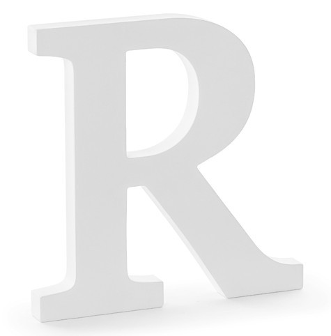 Drewniana litera R biała 19,5 x 20cm