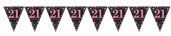 Pink 21. fødselsdag vimpelkæde 3,96 m