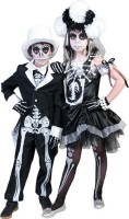 Oversigt: Skelet brud skræmmende kostume med pandebånd til børn