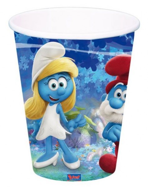 8 Smurfy paper cups 250ml
