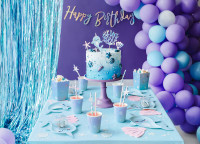 Preview: Baby Blue Metallic Tinsel Curtain 250 x 90cm