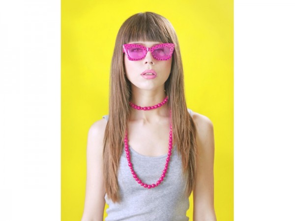 Rockabilly party okulary różowe kropki 2