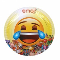 Widok: 6 papierowych talerzyków Funny Emoji World 23 cm