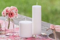 Preview: Pillar Candle Fluted White 5 x 15cm