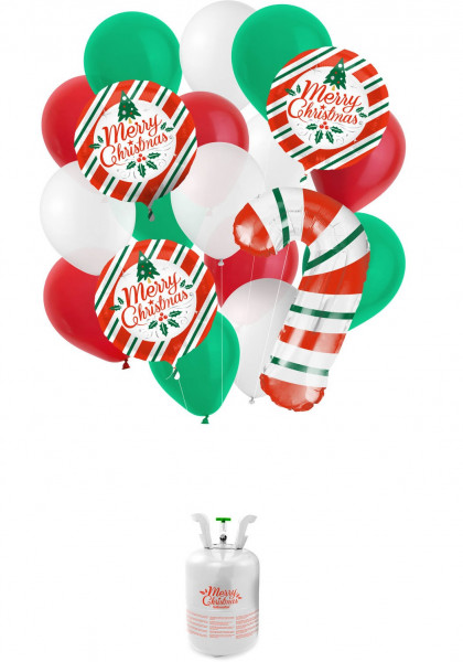 Merry Christmas helium bottle with balloons