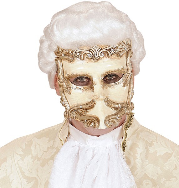 Geheimnisvolle Barocke Maske Elfenbeinfarben 3