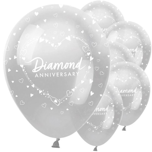 6 diamant bryllupsballoner 30 cm