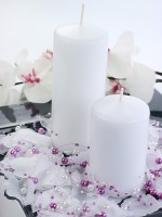 Aperçu: 6 bougies piliers Rio blanc 10cm