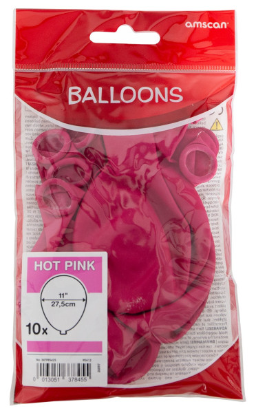 Sæt med 10 lyserøde balloner 27,5cm