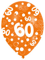 Oversigt: 6 balloner Bubbles 60-års fødselsdag farverig 27,5 cm