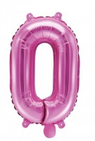 Oversigt: Nummer 0 folie ballon fuchsia 35cm