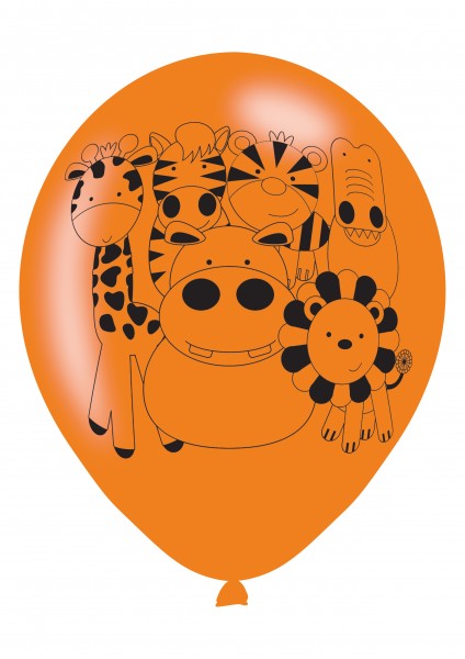 6 balonów sympatycznych zwierzątek z dżungli 23 cm 4
