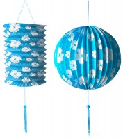 Aperçu: Ensemble de lanternes à fleurs bleues 2 pièces