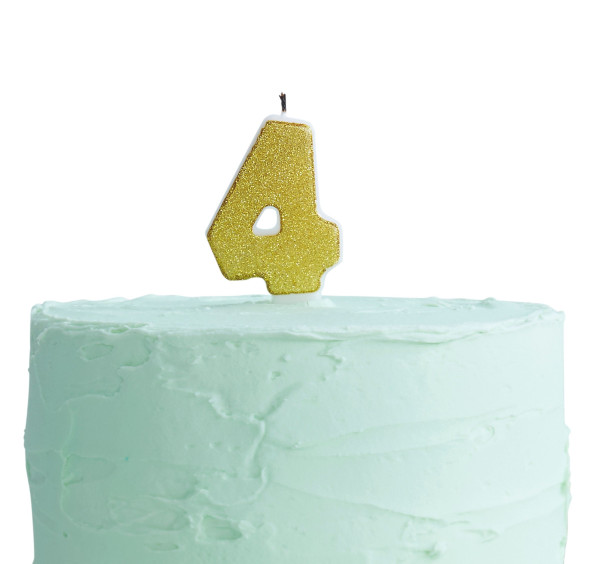 Golden Mix & Match number 4 cake candle 6cm