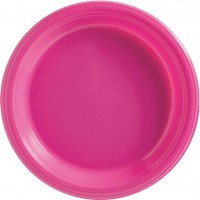 50 large high-quality plastic plates pink 26cm