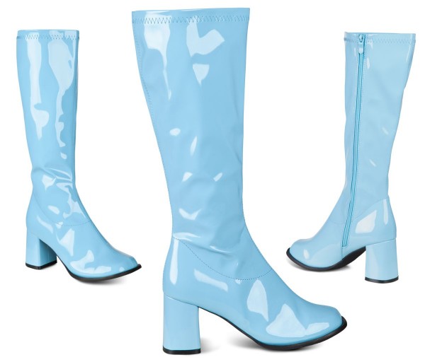 Light blue patent leather boots