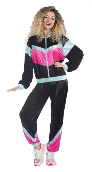 80s jogging suit for women black and multicolored