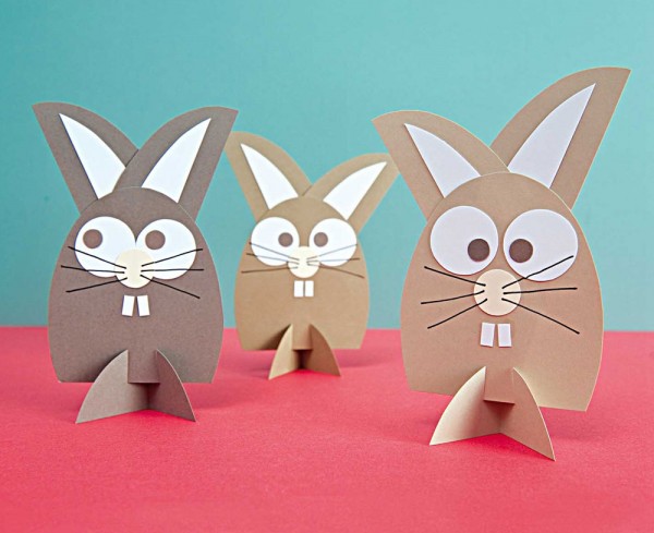 DIY rabbit craft set 6 pieces brown