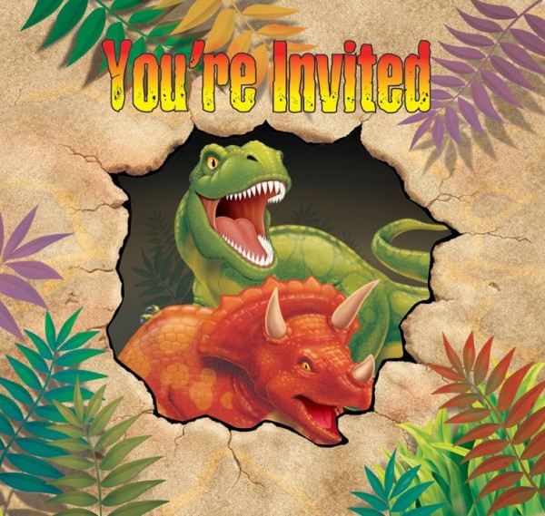 8 Höhlen Dino Einladungskarten