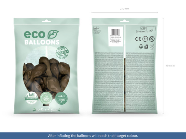 100 Eco Pastell Ballons braun 30cm 2