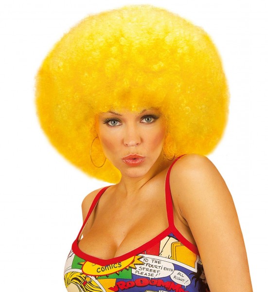 Groovy yellow afro wig unisex