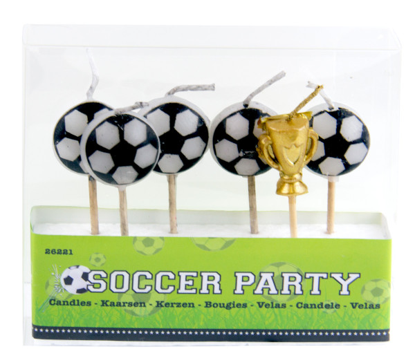 6-piece soccer party candle set