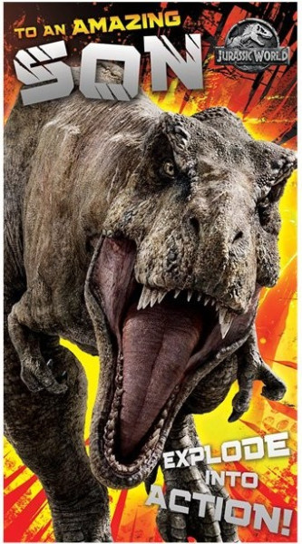 Jurassic World son birthday card