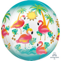Anteprima: Palloncino stagnola rotondo Let's Flamingle 38 x 40 cm