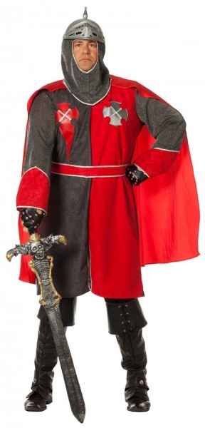 Ritter Arthur Herrenkostüm Rot-Grau 3