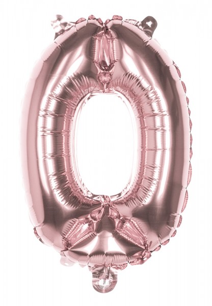 Rosa guld nummer 0 folieballong 36cm