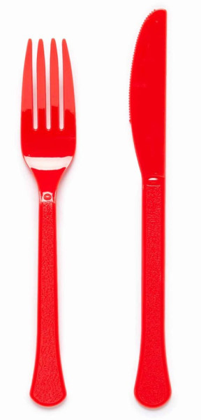 Red cutlery set 24 pieces
