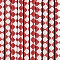 Aperçu: 10 pailles en papier motif losanges rouge 19,5 cm