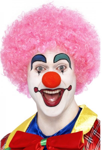 Fluffy clown wig pink